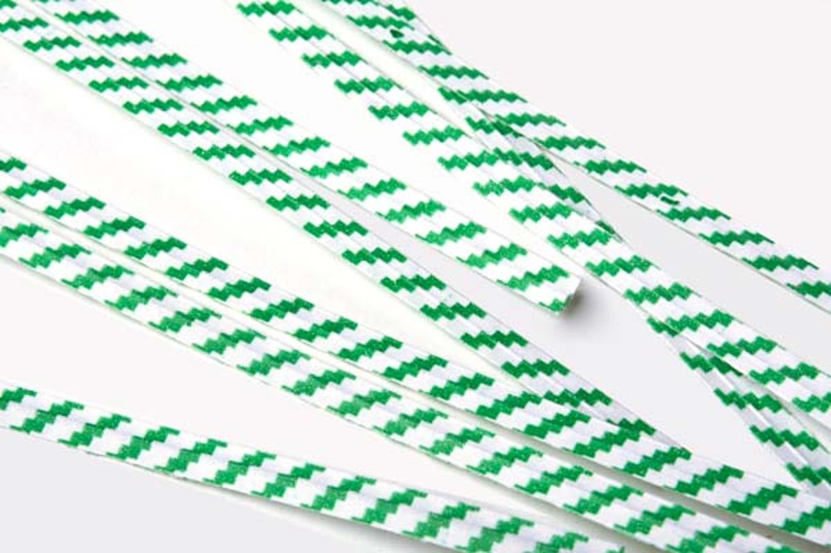 Papier Wit/Groen gestreepte Bindstrip 10.2x0.4cm (2000 Stuks) [TT4WGS]